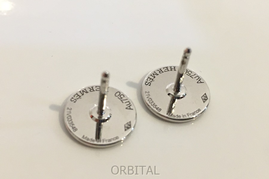 二子玉)HERMES エルメス K18WG ガンバードクルー・ド・セル セリエ ダイヤ ピアス 総重量3.4g アクセサリー イヤリング_画像7