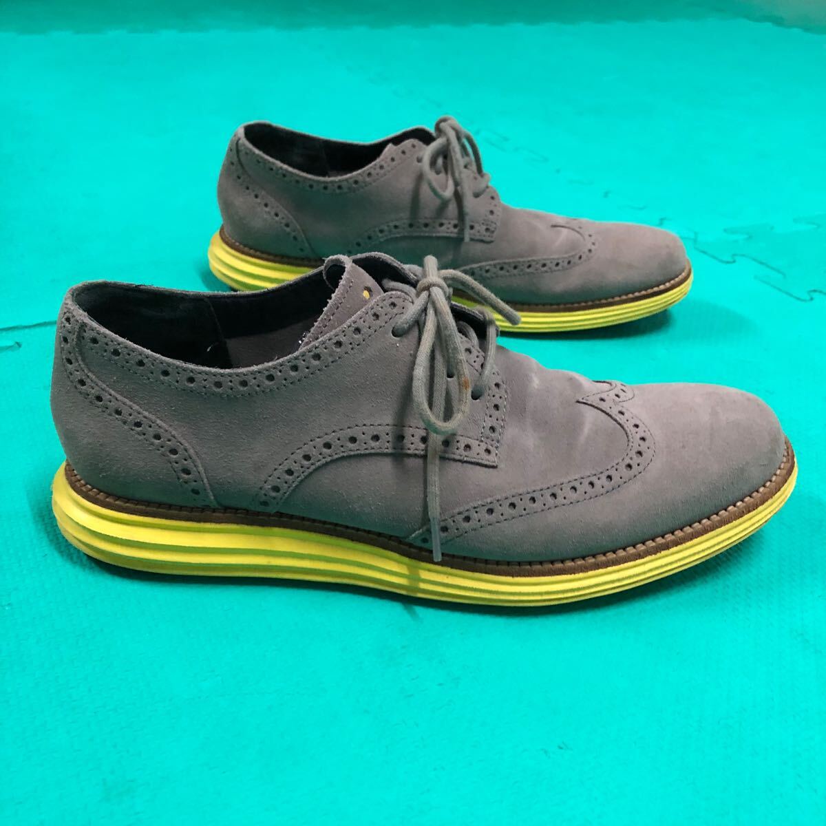コールハーン LUNARGRAND ウィングチップ US10 チャコールグレー USED Cole Haan ルナグランド WING TIP スエード レザー 灰 スニーカー