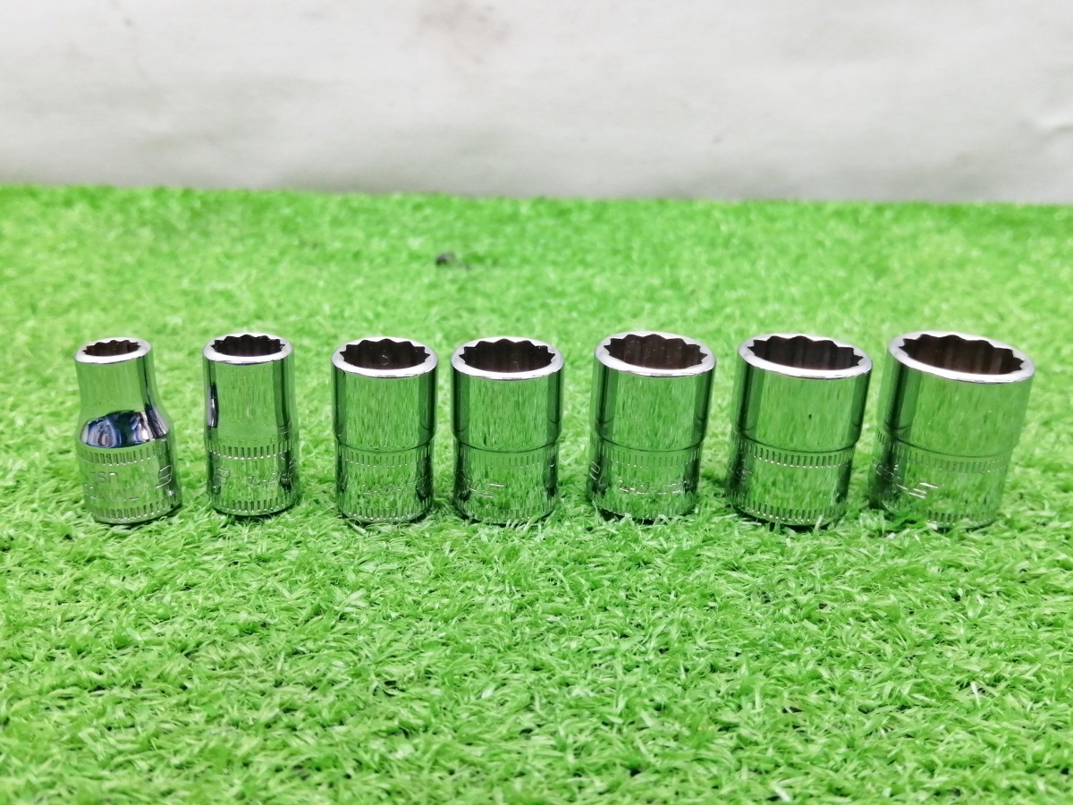 中古品 Snap-on スナップオン 1/4 シャローソケット TMMD6/8/10/11/12/13/14 7個セット