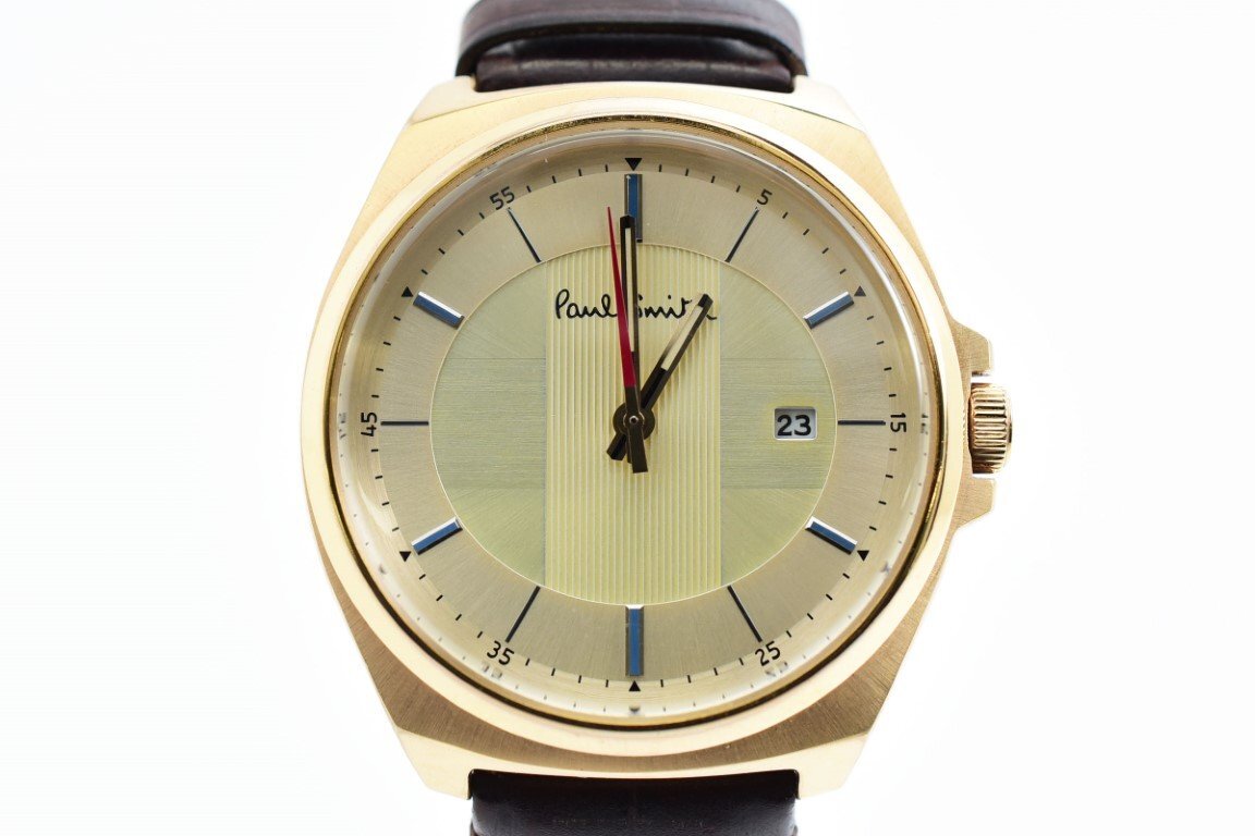 希少】Paul Smith ポールスミス 腕時計 ラウンド デイト ゴールド