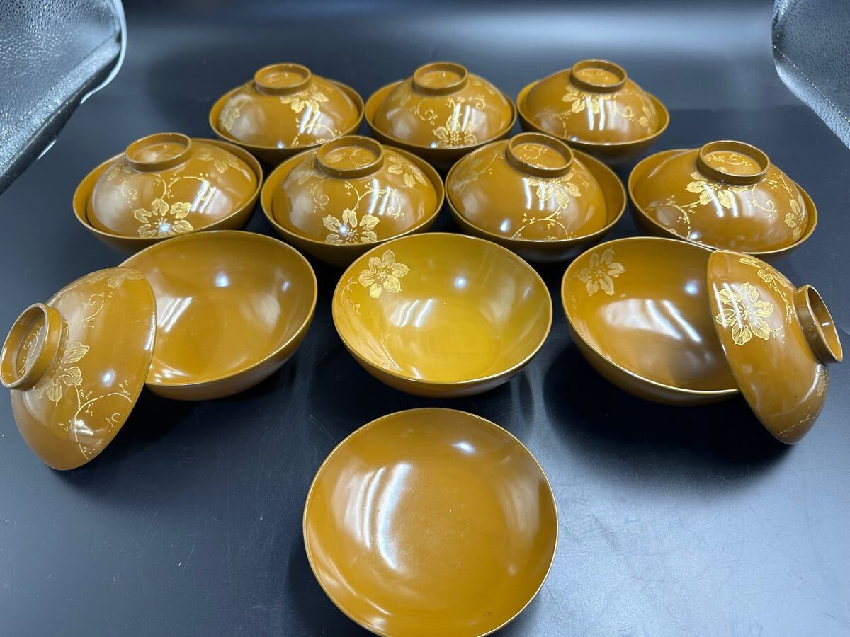 能登輪島塗 沈金彫吸い物椀 お椀 漆器 汁椀 金蒔絵 花唐草文 能登輪島塗 沈金彫吸い物椀 お椀 漆器 汁椀 金蒔絵 花唐草文