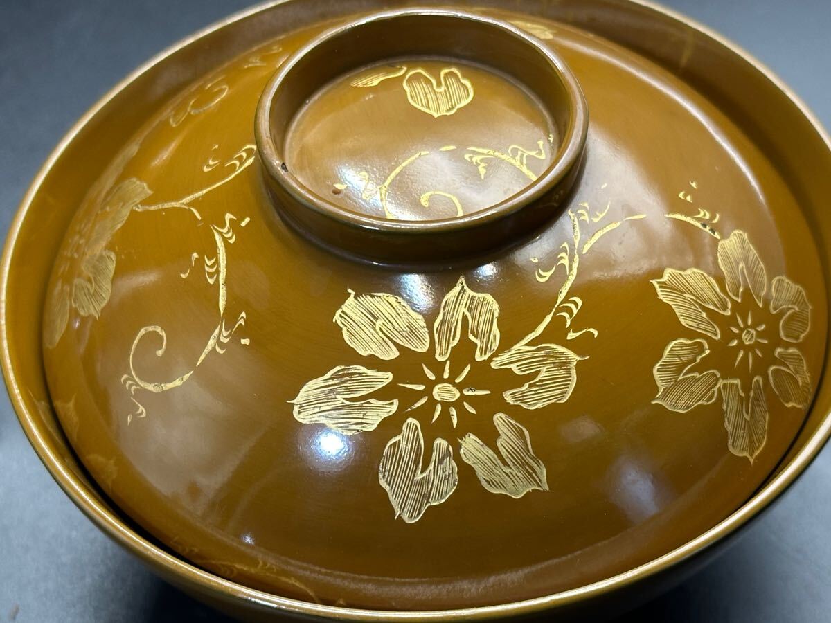 能登輪島塗 沈金彫吸い物椀 お椀 漆器 汁椀 金蒔絵 花唐草文 能登輪島塗 沈金彫吸い物椀 お椀 漆器 汁椀 金蒔絵 花唐草文