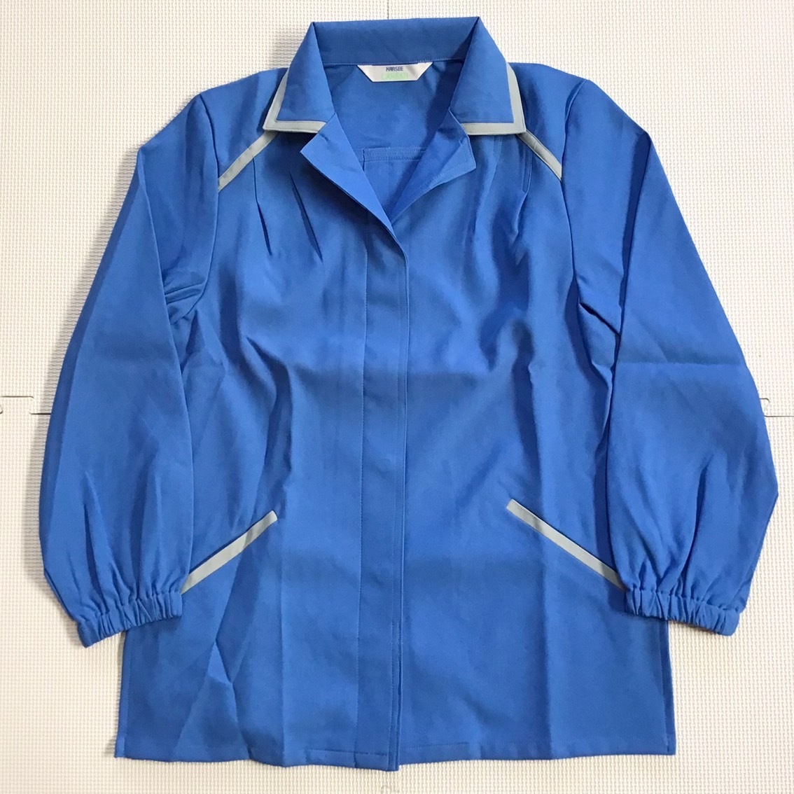 (在庫処分) 新品未使用品 KARSEE [CW-301] 長袖スモック サイズ 9号 /ブルー/通年/作業着/作業服/事務服/オフィス/ワークウェア/レディース