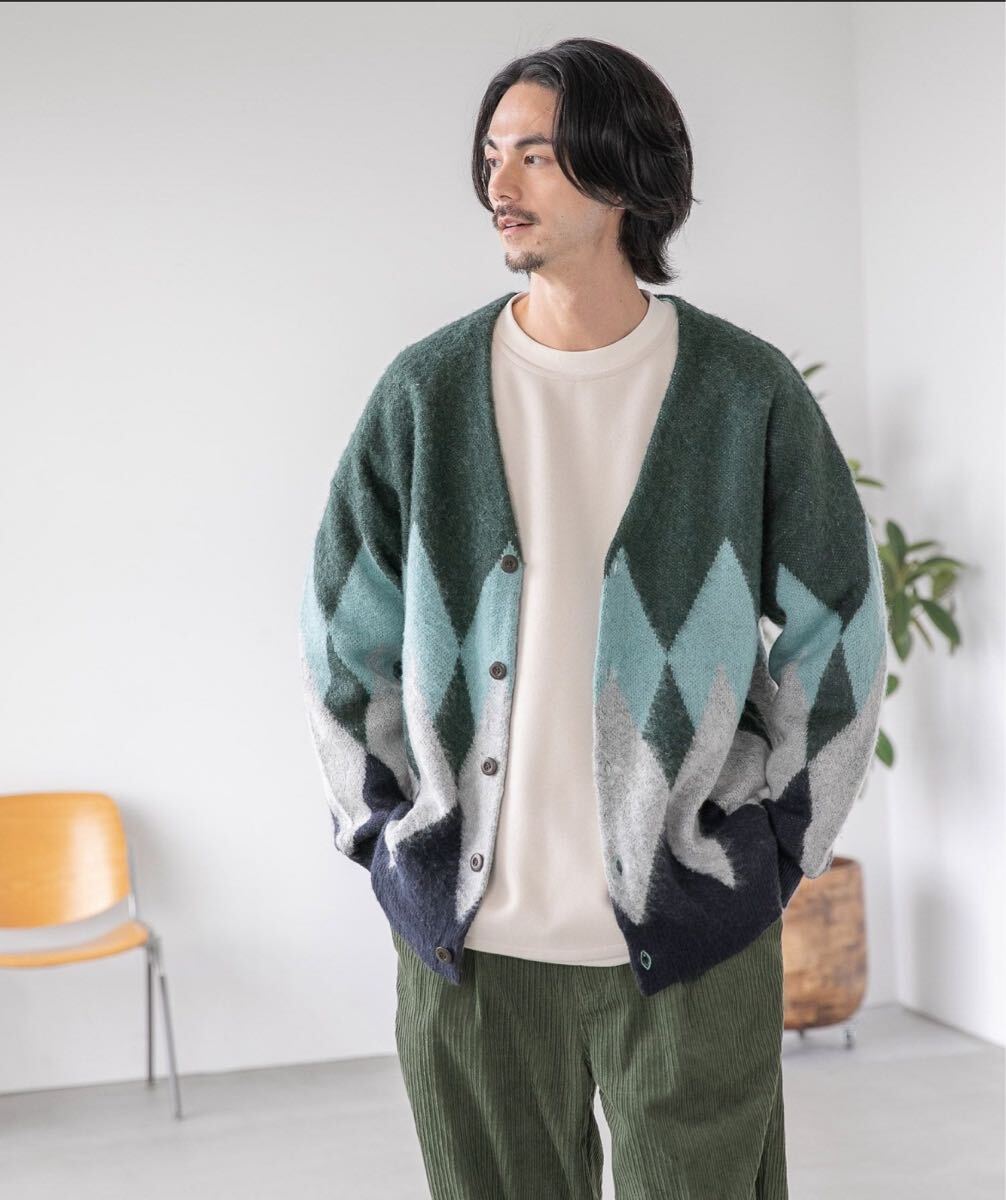 niko and …＊カーディガン グリーン アーガイル　セーター　M ニットカーディガン