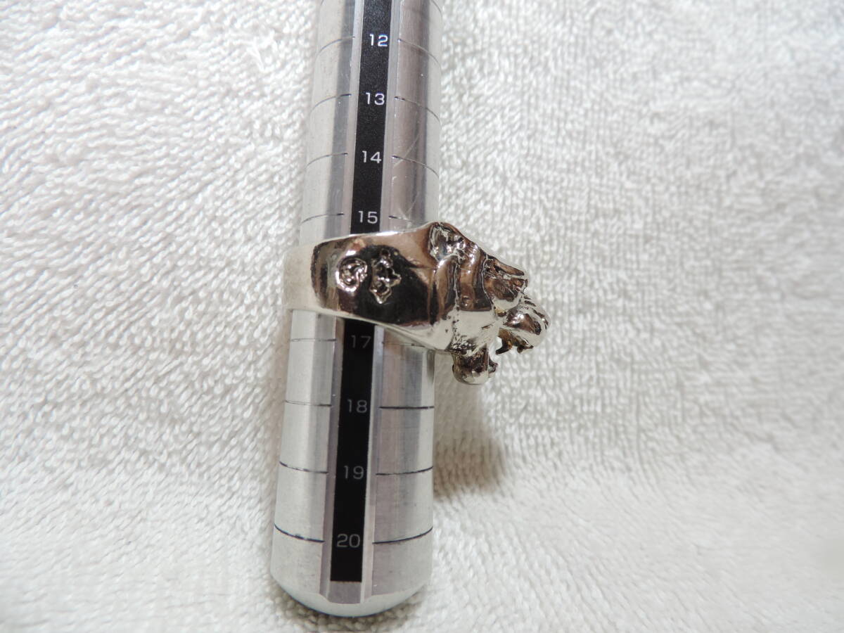 ヴィンテージ リング・メンズ指輪・925刻印有り(洋銀・磁石反応品)・虎頭デザイン・中古品・16号・約19.50g