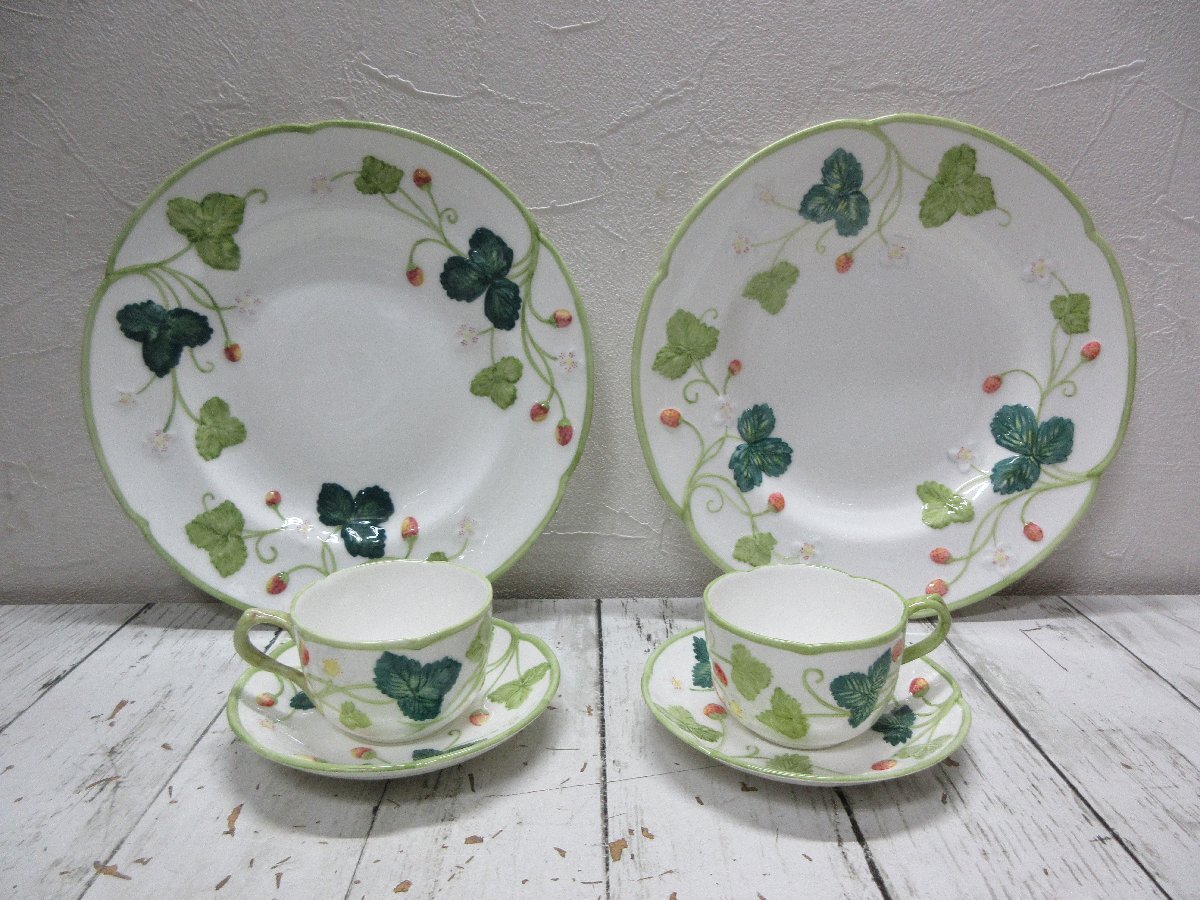 Minton◇カップ&ソーサー/2点セット/WHT/VICTORIA STRAWBERRY