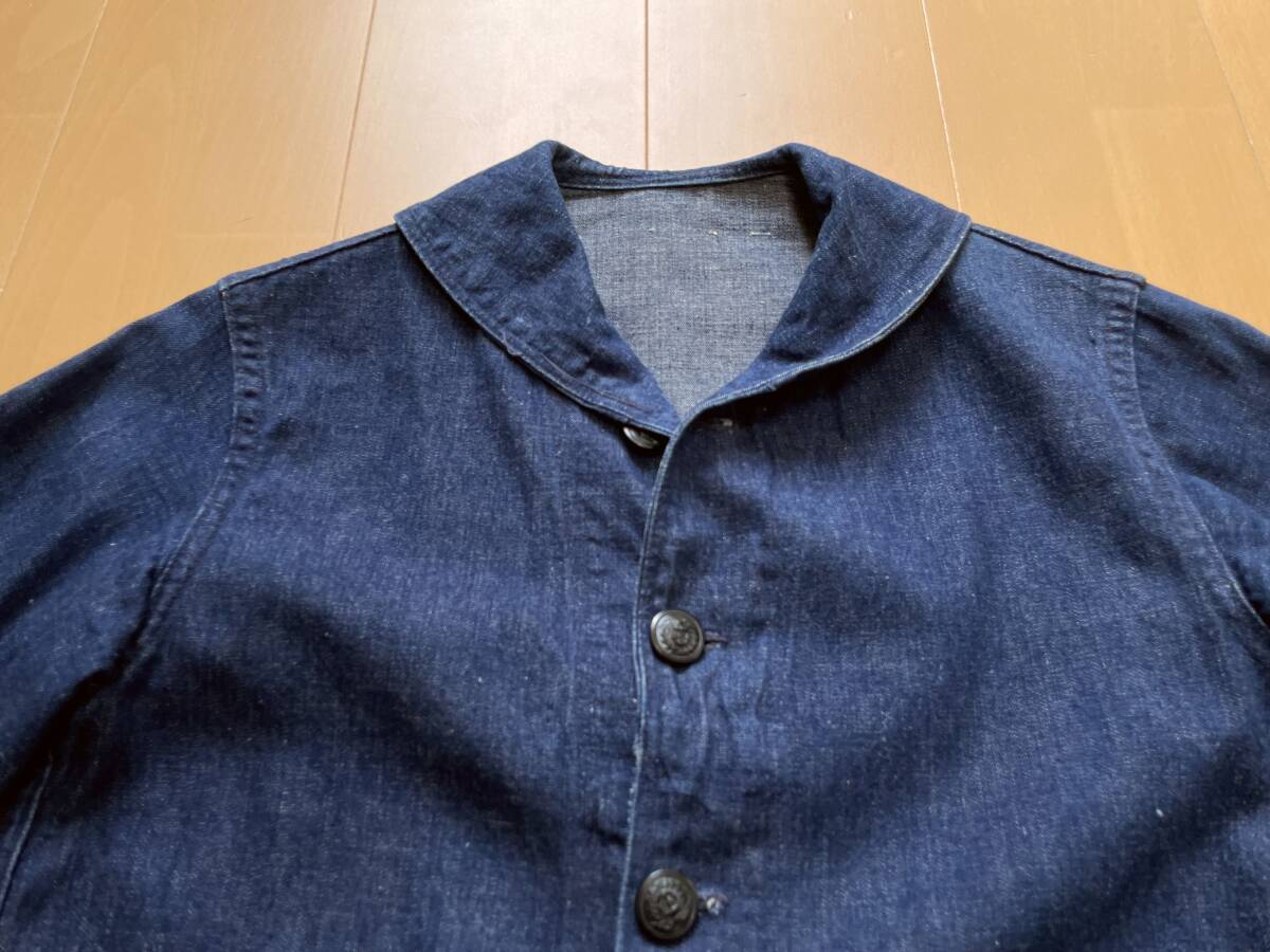 40s U.S.NAVY ステンシル デニム ショールカラー カバーオール 40s U.S.NAVY ステンシル デニム ショールカラー カバーオール