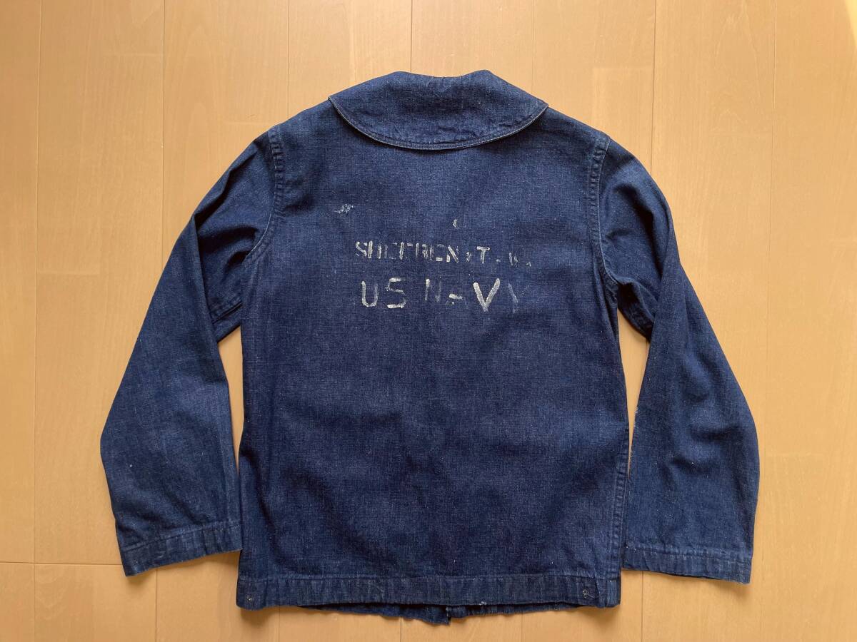 40s U.S.NAVY ステンシル デニム ショールカラー カバーオール 40s U.S.NAVY ステンシル デニム ショールカラー カバーオール