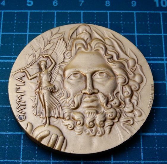 レア 限定品 1896年 日本オリンピック委員会 謹製 ギリシャ アテネオリンピック 五輪 記念メダル 記章 コイン 女神ニケ アクロポリス神殿_画像2