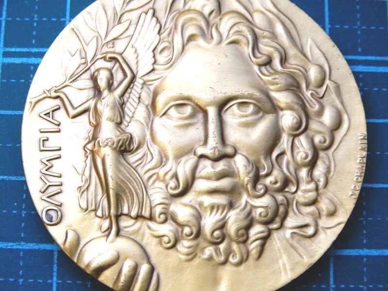 レア 限定品 1896年 日本オリンピック委員会 謹製 ギリシャ アテネオリンピック 五輪 記念メダル 記章 コイン 女神ニケ アクロポリス神殿_画像1