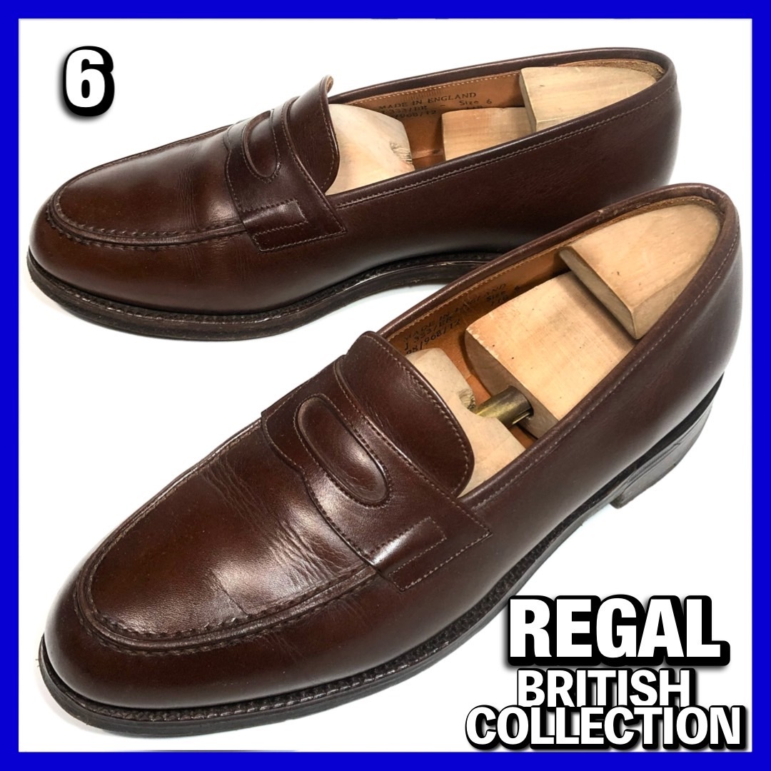 REGAL British Collection 6 メンズ 茶 ブラウン リーガル コインローファー 本革 革靴 ビジネス レザーシューズ 中古 *BL248R48