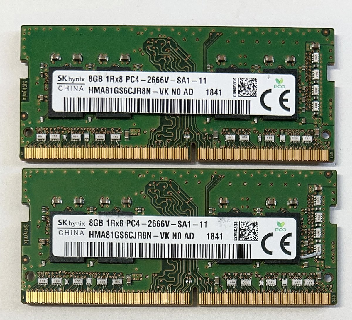 ★送料無料★SKhynix 1Rx8 PC4-2666V 8GB×2 計16GB ノート用メモリ★動作品★※在庫多数★G309_画像1