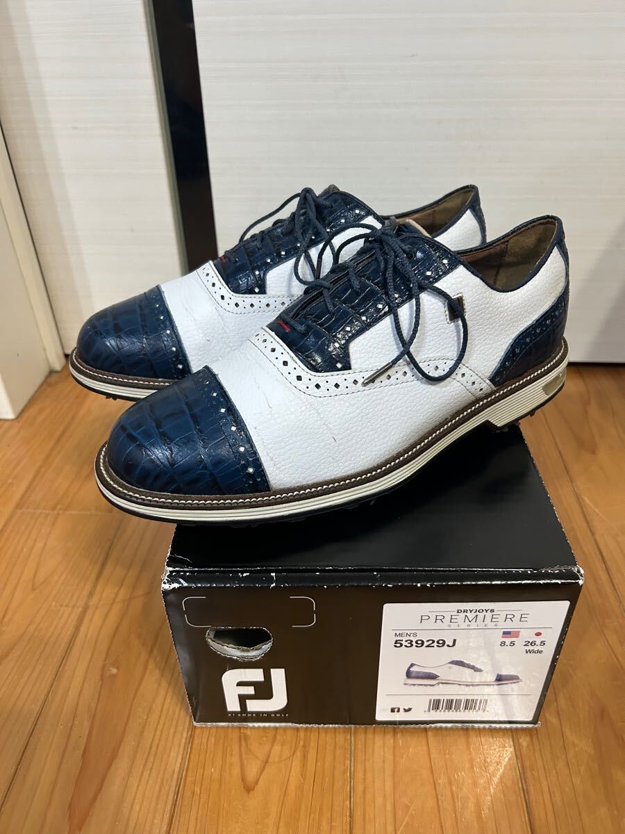 5ラウンド使用のみ　26.5㎝　fj フットジョイ　ゴルフ　　シューズ ドライジョイズ プレミア ターロウ レース　クラシック