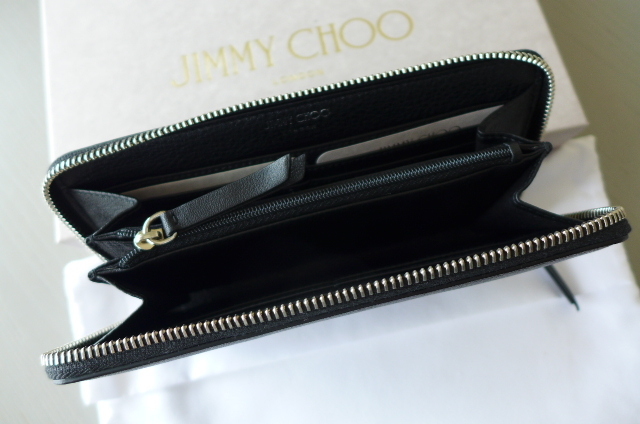  новый товар быстрое решение стандартный товар JIMMY CHOO Jimmy Choo кожа en Boss Logo раунд Zip длинный кошелек BETTINA черный 