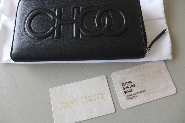  новый товар быстрое решение стандартный товар JIMMY CHOO Jimmy Choo кожа en Boss Logo раунд Zip длинный кошелек BETTINA черный 