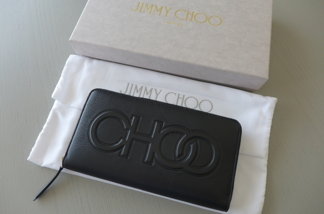  новый товар быстрое решение стандартный товар JIMMY CHOO Jimmy Choo кожа en Boss Logo раунд Zip длинный кошелек BETTINA черный 