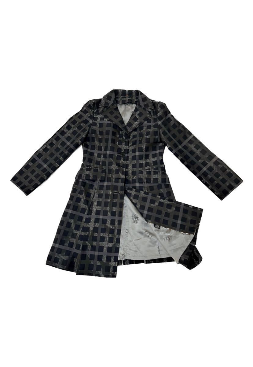FN-241226-44 DAKS ダックス　コート　チェック　40 黒　ブラック