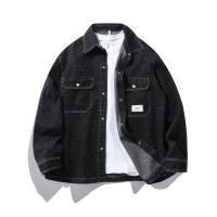 XL ブラック シャツジャケット メンズ カバーオール ジャケット ブルゾン デニムジャケット Gジャン おしゃれ 総柄 大きめポケット付き