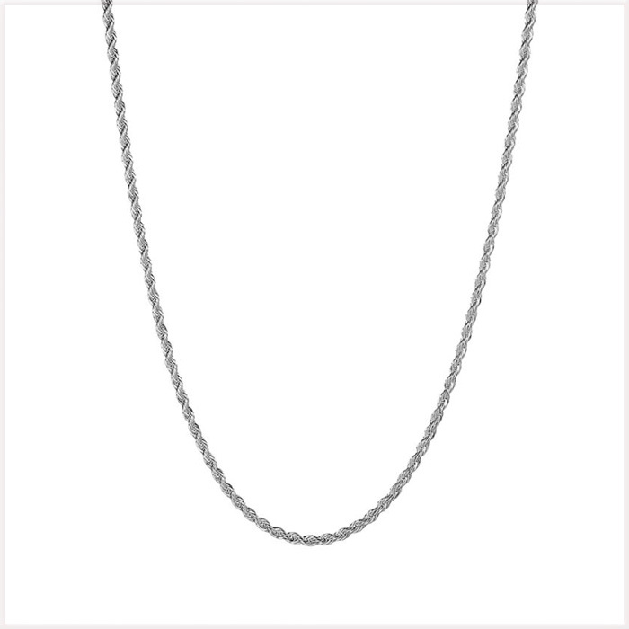 [NECKLACE] 925 Silver Plated Shine Twisted Line ツイスト ロープ スリムチェーン シルバー ネックレス φ2.4x600mm (10g)