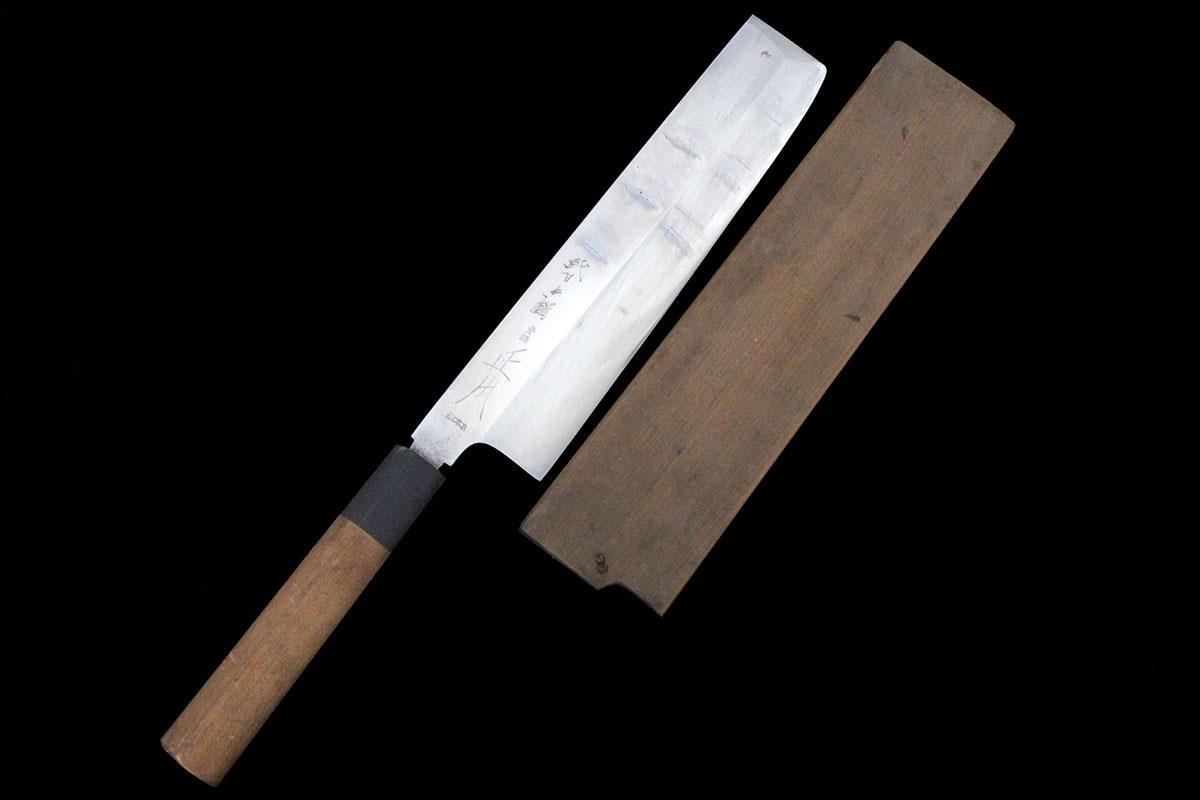 并品｜正本総本店 薄刃包丁 本焼 八寸 純?nèi)毡句?樸柄 白鞘付 KN02-A10921-2L3D