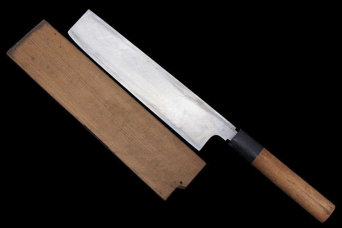 并品｜正本総本店 薄刃包丁 本焼 八寸 純?nèi)毡句?樸柄 白鞘付 KN02-A10921-2L3D