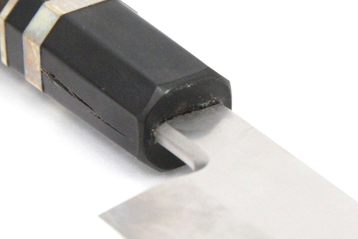 美品｜銘不明 柳刃包丁 尺一半 ステン系合金鋼(V金系) 黒檀柄 白鞘?箱付 KN02-A10943-2L2B