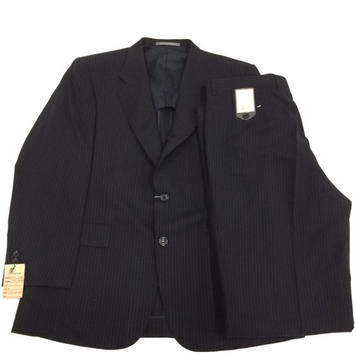 ロンナー サイズ 98-AB6 ウール混 長袖 ジャケット 他 パンツ 含 スーツ 上下 ストライプ メンズ 紺系 タグ付属 計2点