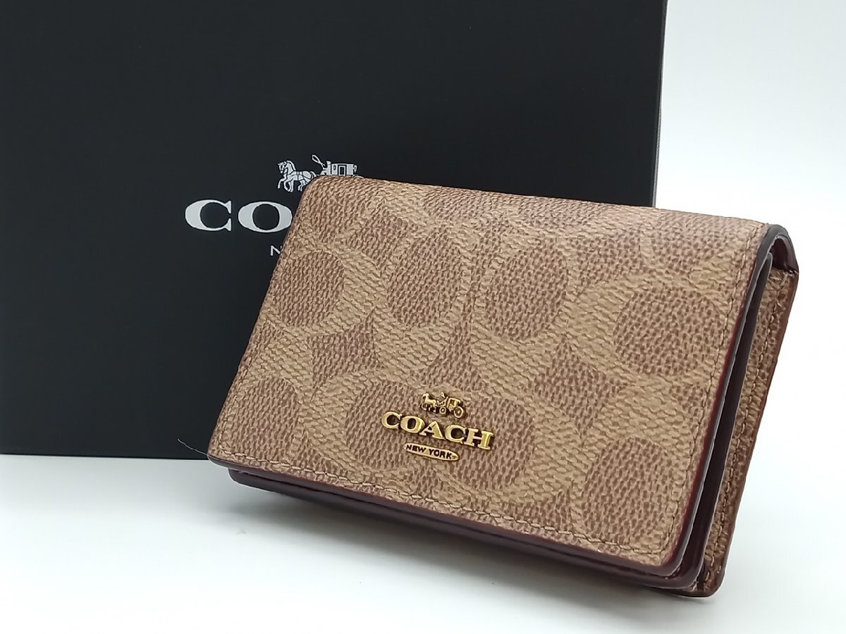 [15A-71-012-1] COACH コーチ ビジネス カード ケース シグネチャー キャンバス 33068 中古