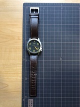  редкость хорошая вещь NIXON Nixon THE RANGER 40 LEATHER 15K черный × оттенок золота циферблат оригинальный кожа ремень кварц мужские наручные часы 