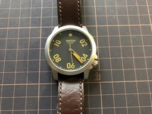  редкость хорошая вещь NIXON Nixon THE RANGER 40 LEATHER 15K черный × оттенок золота циферблат оригинальный кожа ремень кварц мужские наручные часы 