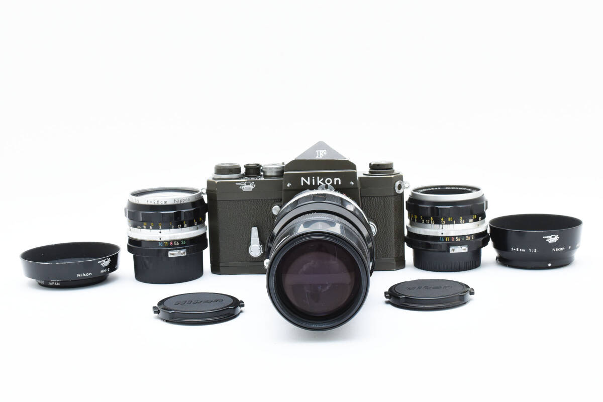 ★☆NIKON ニコン F アイレベル 陸上自衛(wèi)隊(duì)仕様 オリーブペイント レンズ3本セット★☆