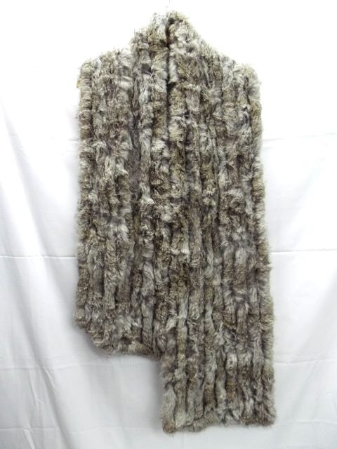 美品★ラビット◎毛皮/ティペット/襟巻き/グレー