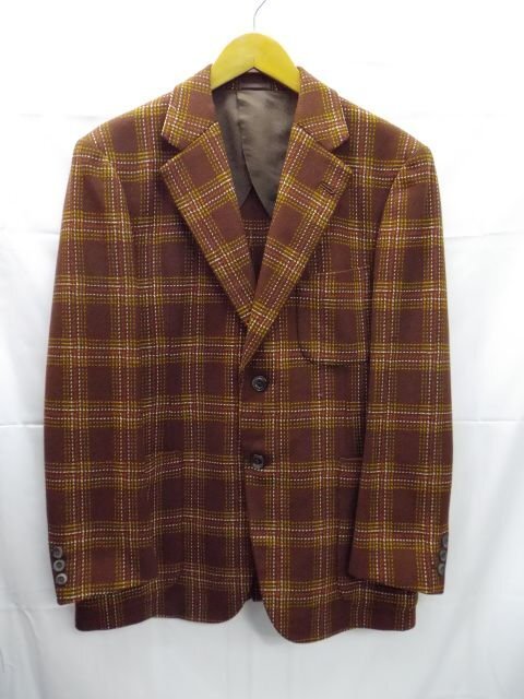 美品★CUSTOM TAILOR AOKI◎2Bジャケット/ブレザー/チェック柄/ブラウン/茶