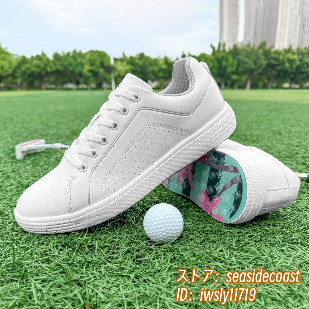最新情報 スポーツシューズ 幅広 4E 通気性 メンズ スニーカー 新品 超希少◆ゴルフシューズ 運動靴 28.0cm ホワイト 防滑 フィット感 スパイクレス 28.0cm