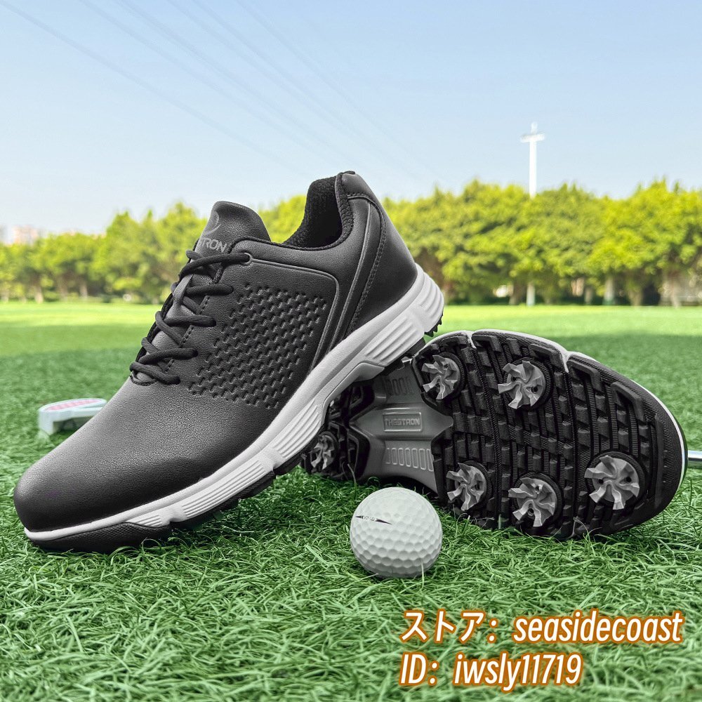 【格安saleスタート】 メンズ スニーカー 強いグリップ 新品 高級品◆ゴルフシューズ 通気性 27.0cm ブラック フィット感 防滑耐磨 幅広 スポーツシューズ 運動靴 27.0cm