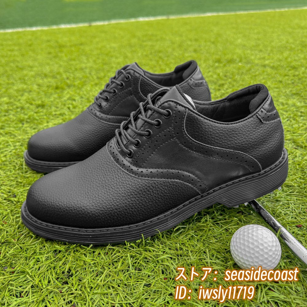 【オープニング 大放出セール】 高級品◆ゴルフシューズ メンズ 切替 イギリス風 スポーツシューズ 運動靴 スニーカー フィット感 超軽量 通気性 防滑防水 ブラック 24.5cm 24.5cm