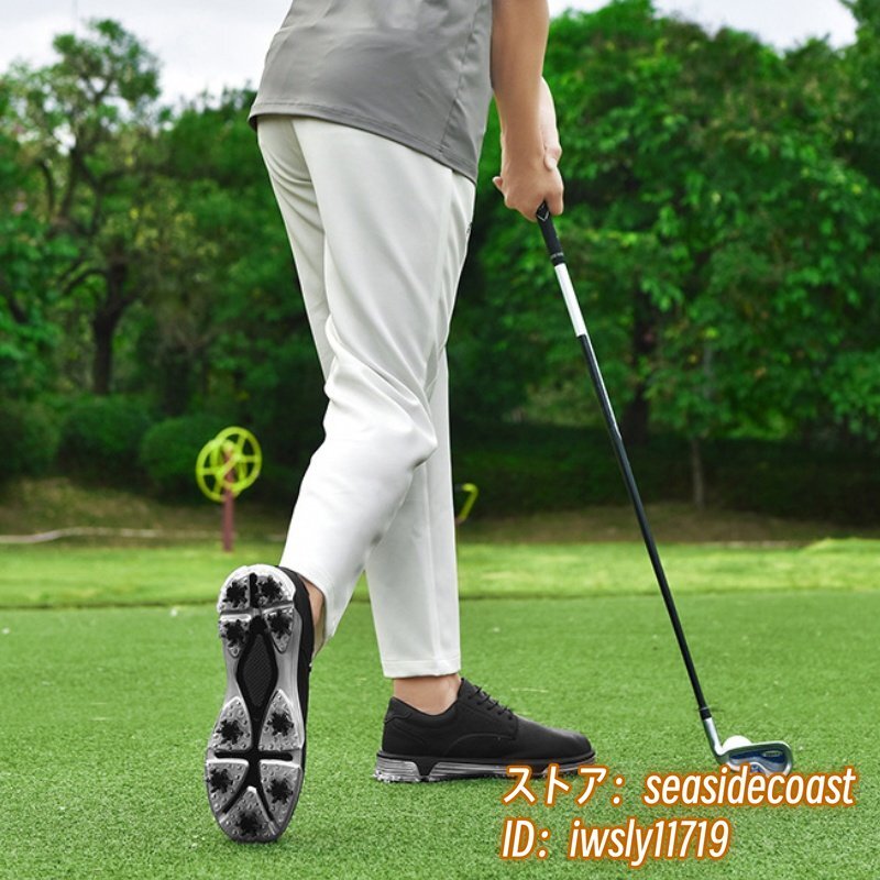 新品◆メンズ ゴルフシューズ 運動靴 スニーカー フィット感 スポーツシューズ 強いグリップ 弾力性 耐磨 防滑撥水 通気性 ブラック 27.5cm