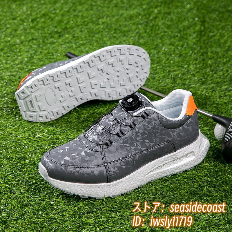 最安値に挑戦! メンズ スパイクレス 新品◆ゴルフシューズ 運動靴 28.0cm グレー 超軽量 フィット感 スニーカー 男女兼用 ダイヤル式 スポーツシューズ 28.0cm