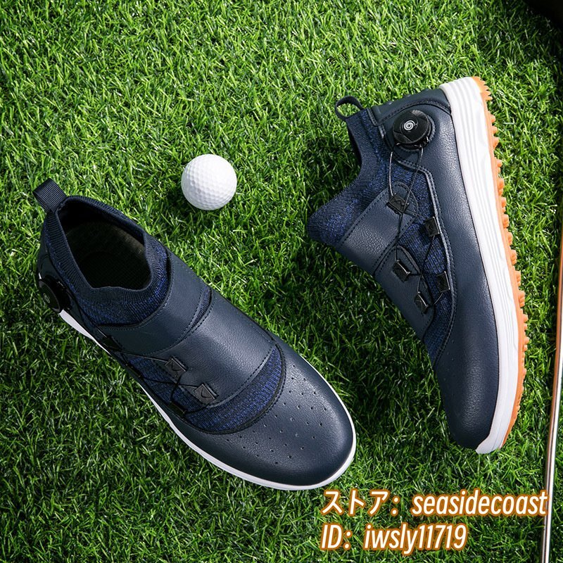初売りセール メンズ 運動靴 最高級★ゴルフシューズ 4E 24.0cm ネイビー 耐久性 防水性 新品 フィット感 ダイヤル式 スポーツシューズ スニーカー 幅広 24.0cm以下