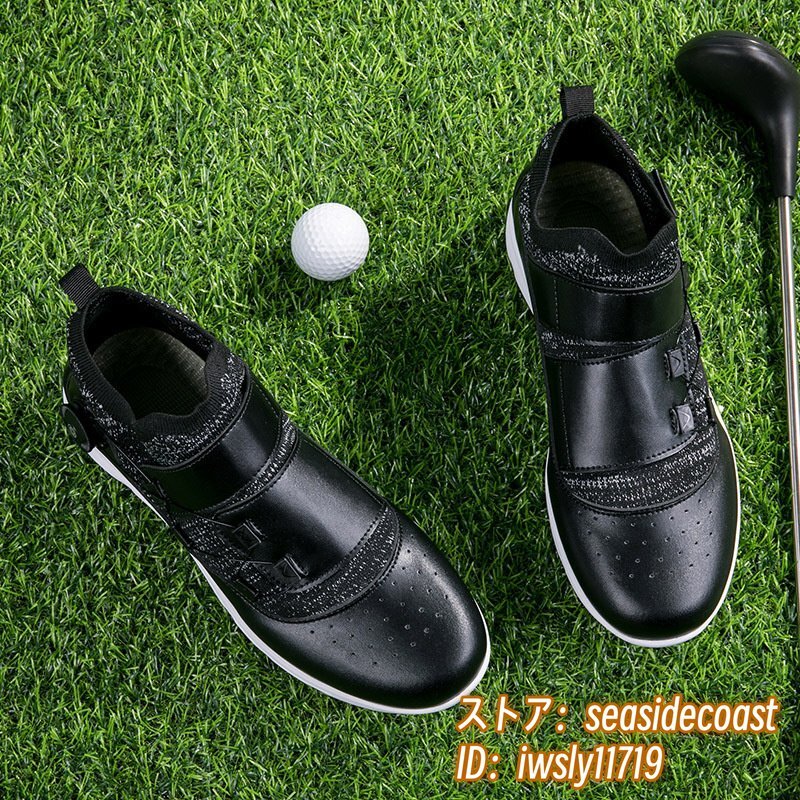 最高級★ゴルフシューズ 運動靴 メンズ 4E 幅広 スニーカー スポーツシューズ ダイヤル式 フィット感 新品 防水性 耐久性 ブラック 24.0cm