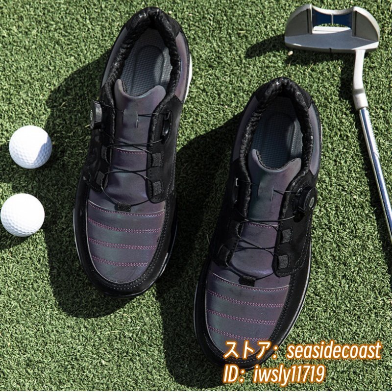 激安の ソフトスパイク 強いグリップ ゴルフシューズ 特売*高級品 運動靴 28.0cm ブラック 耐磨 防滑 弾力性 スポーツシューズ 超軽量 フィット感 28.0cm