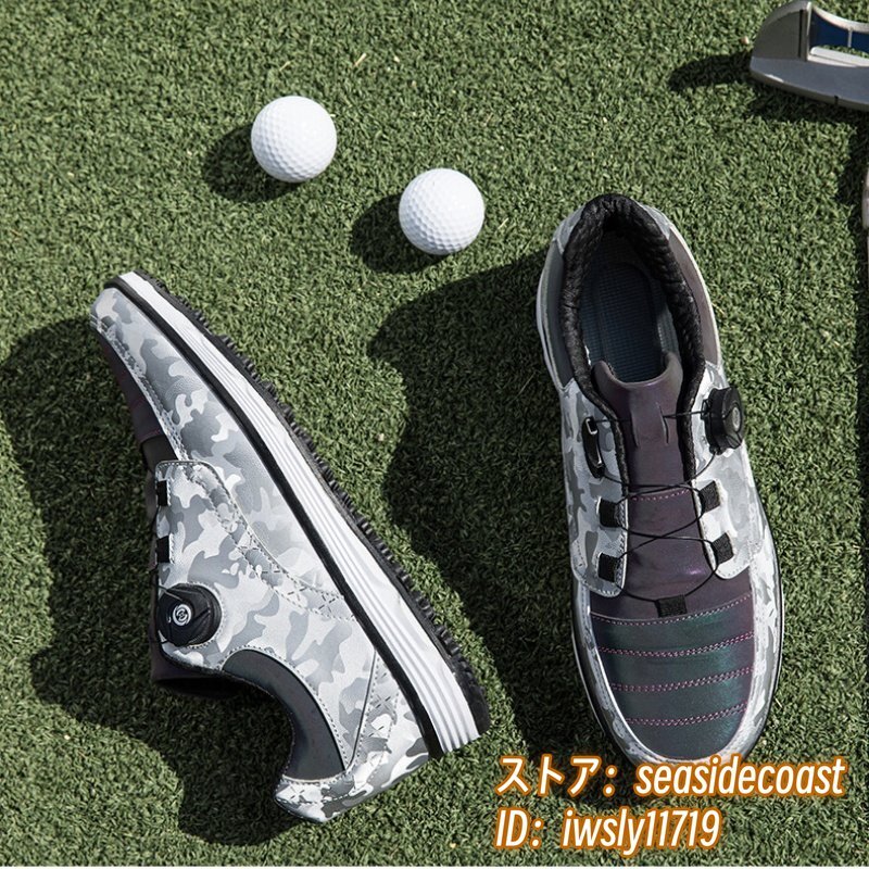 売上実績NO.1 弾力性 スポーツシューズ 超軽量 フィット感 運動靴 ソフトスパイク 強いグリップ ゴルフシューズ 特売*高級品 防滑 24.5cm シルバー 耐磨 24.5cm