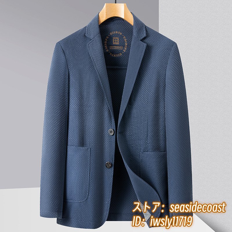 人気新品■テーラードジャケット メンズ ブレザー ビジネス スーツ 春夏秋 背広 ストレッチ 日焼け止め 紳士服 カジュアル ネイビー M