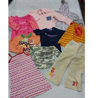 ① 女の子用 服 110 まとめ　９点セット　 JENNY　ミキハウス　ズボン　長袖　半袖　キャミワンピース　フード付き　未使用タグ付き含む_画像1