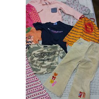 ① 女の子用 服 110 まとめ　９点セット　 JENNY　ミキハウス　ズボン　長袖　半袖　キャミワンピース　フード付き　未使用タグ付き含む_画像3