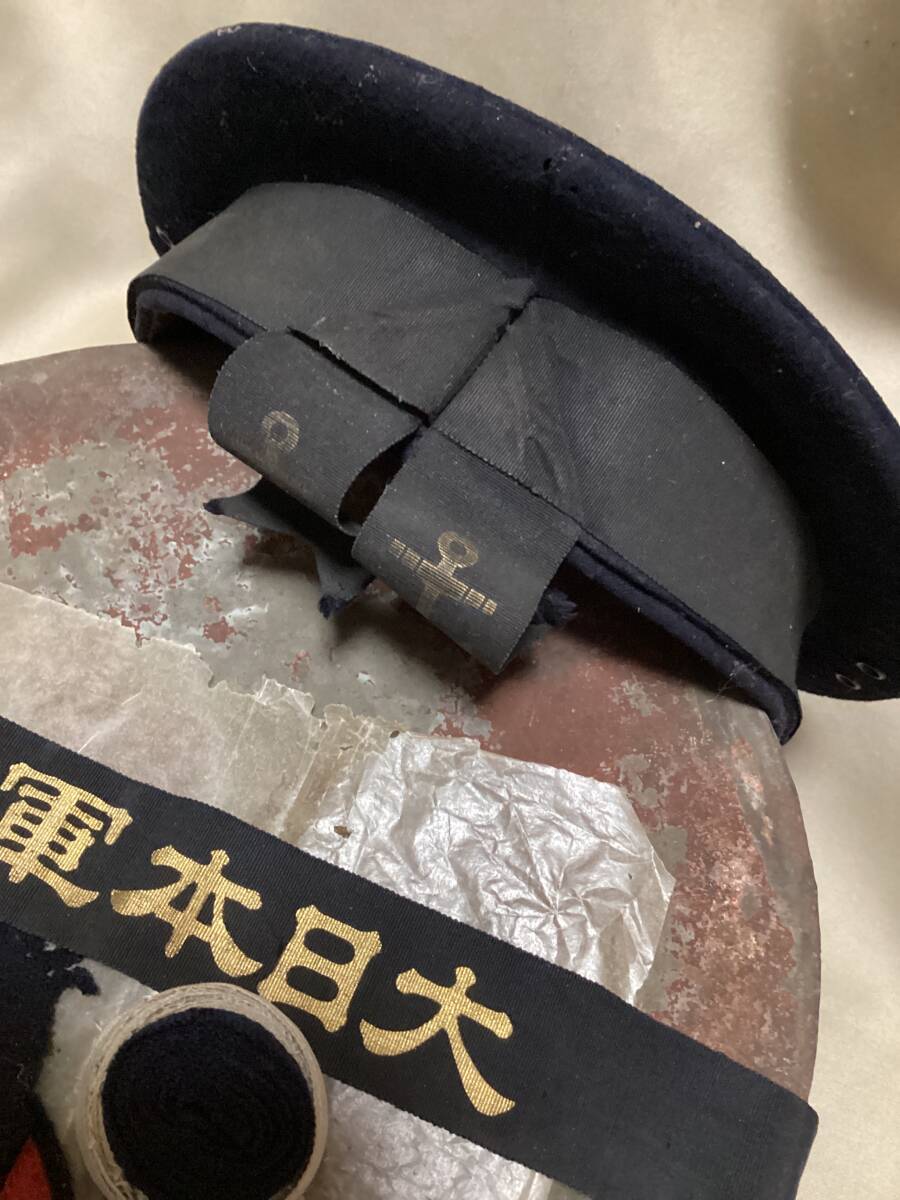 ☆旧日本軍 海軍 帽子/ペンネント/他 当時物 帽子缶入 大日本