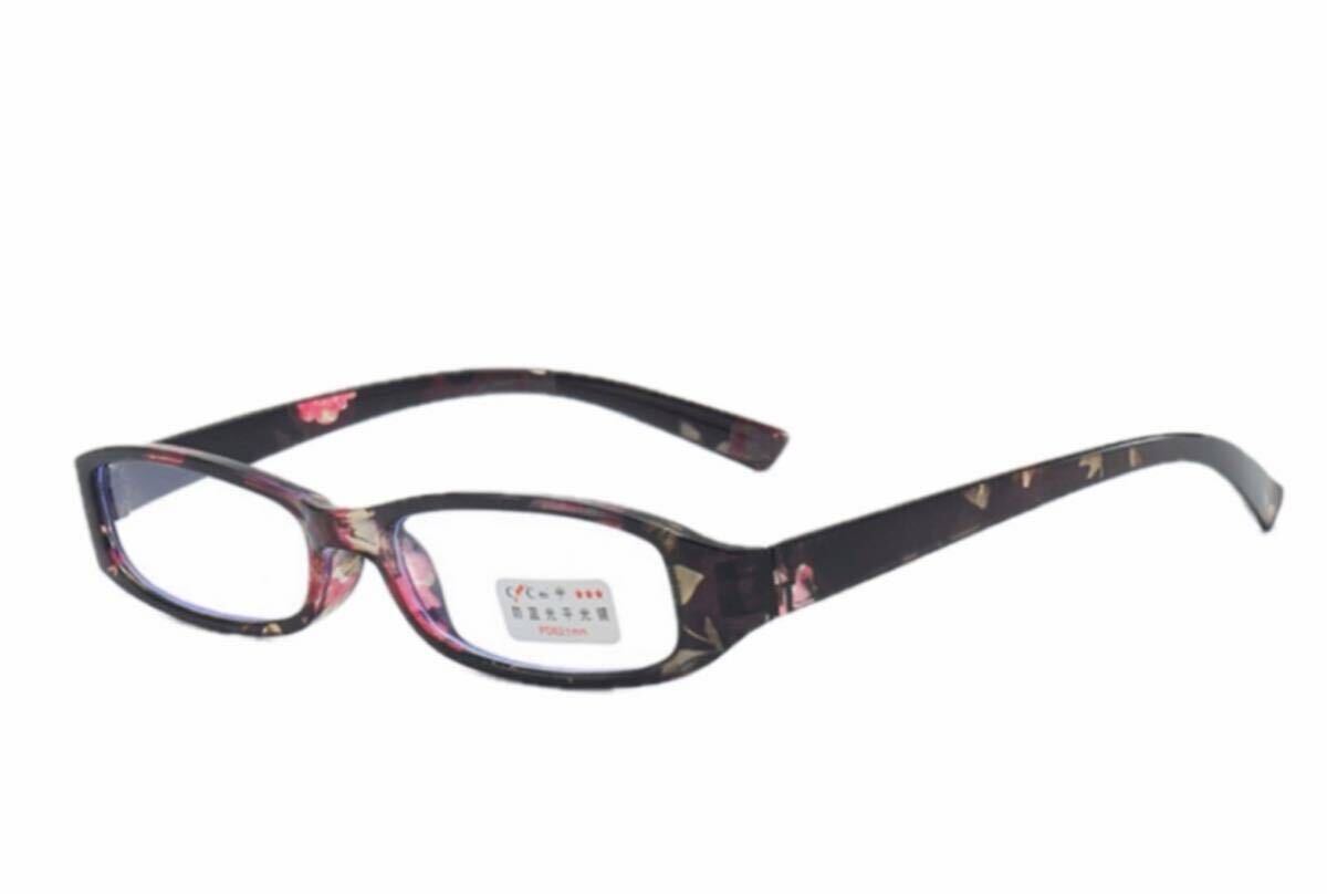 +2 老眼鏡 リーディンググラス ブルーライトカット シニアグラス 軽量 メガネ 花柄柄 ケース付き 新品未使用_画像3