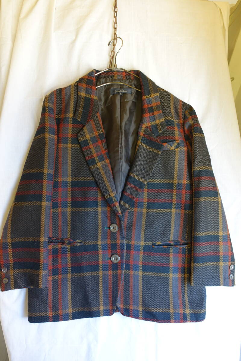 ○[70s80s90s vintage ヴィンテージ チェック柄 クラシカル ウール ジャケット]USED古着 昭和レトロ・モダン