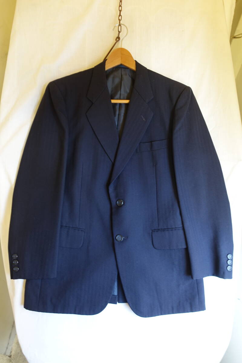 ○[70s80s90s vintage ヴィンテージ 紺ネイビー ウール ジャケット]USED古着 昭和レトロ・モダン
