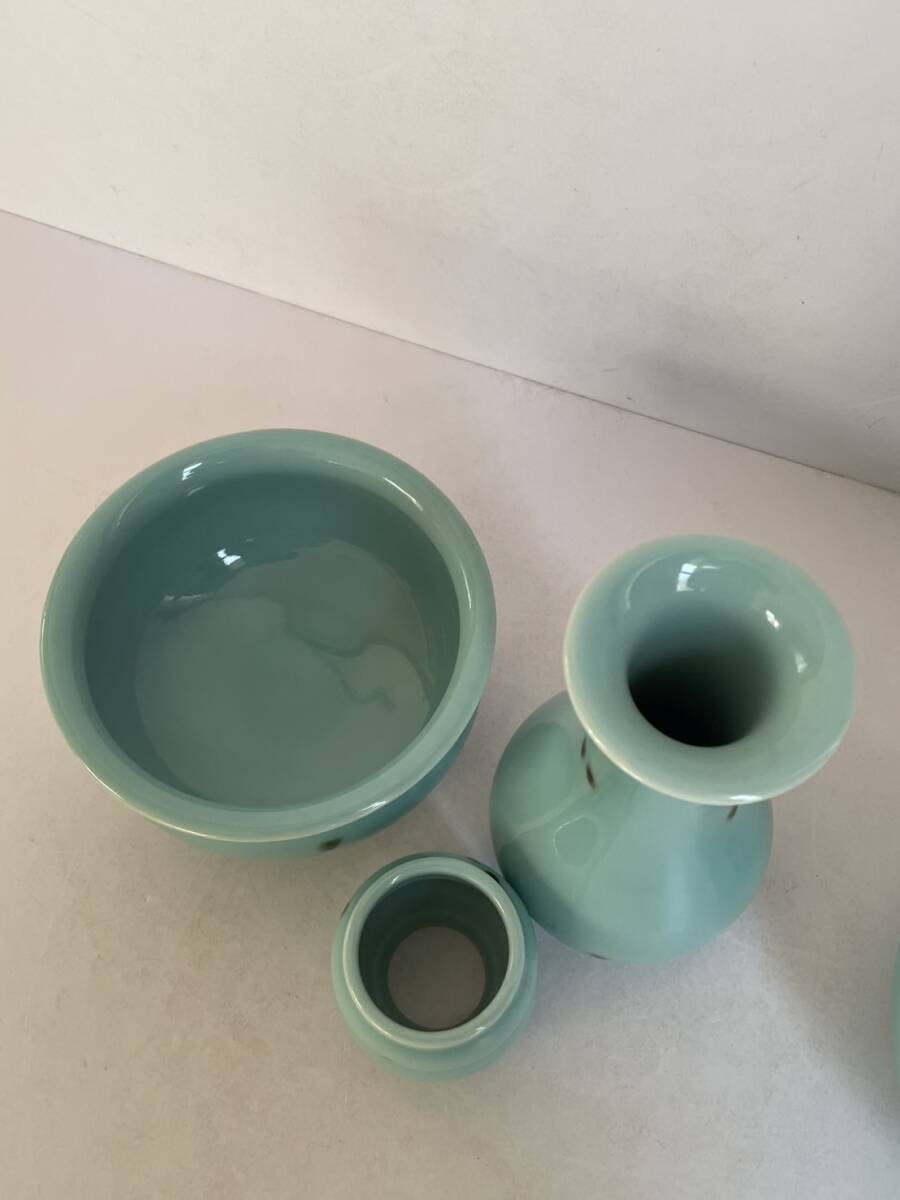 M566 皆具 『京焼』『平安静山造』『桐文』『青磁皆具』 共